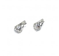 E000912 Sterling Silver Earrings With 8x6mm Cubic Zirconia Solid Hallmarked 925 Handmade